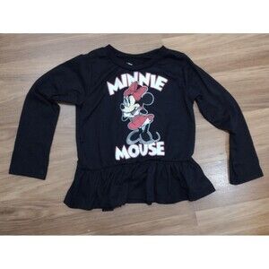 Disney Baby 3T Minnie Mouse Ruffle Tee Shirt Black Red